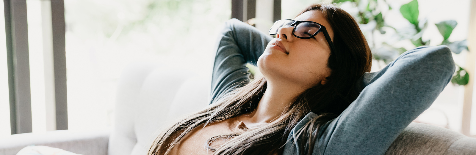 young lady breathing deeply